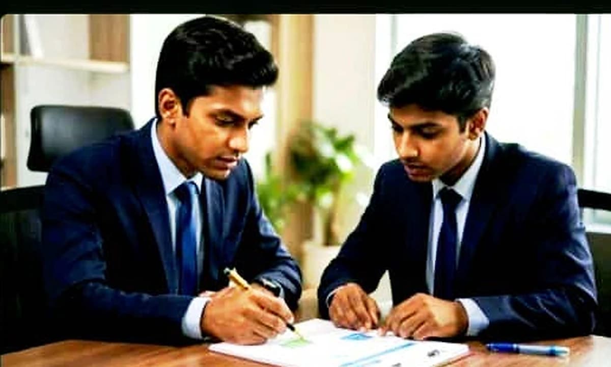 Two young professionals developing an idea together